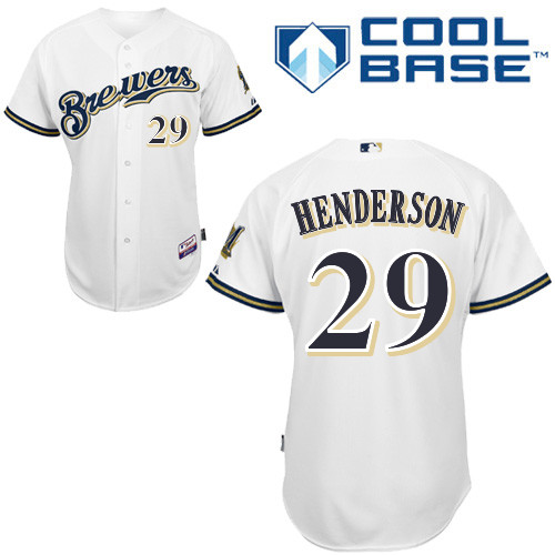 Jim Henderson #29 MLB Jersey-Milwaukee Brewers Men's Authentic Home White Cool Base Baseball Jersey